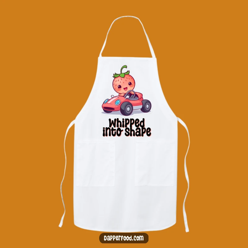 Funny Strawberry Racer Apron: Cook Up Fun at High Speed