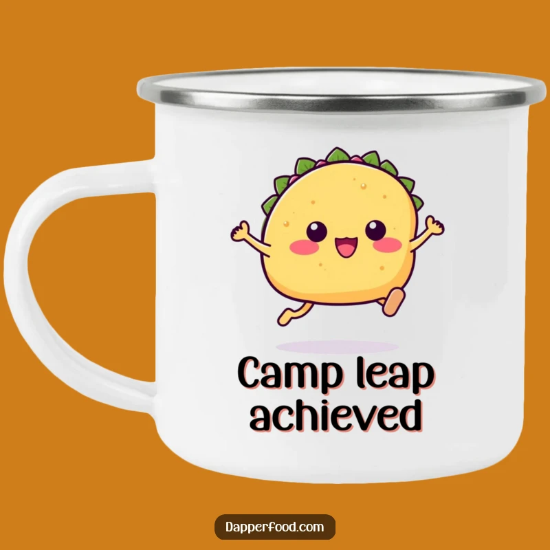 Durable Funny Kawaii Taco Camping Mug: Leaping Taco Adventure Buddy