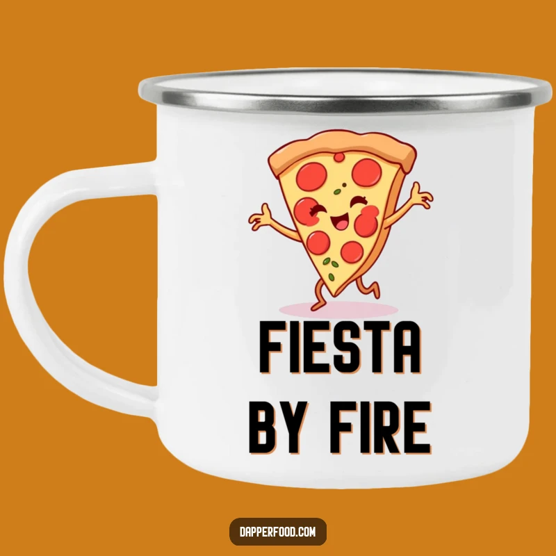 Funny Pizza Flamenco Camping Mug - Enjoy Warm Drinks with a Dancing Slice