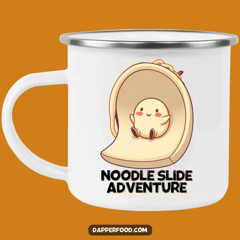 Funny Dumpling Noodle Slide Camping Mug Delicious Adventures with Hilarious Slides