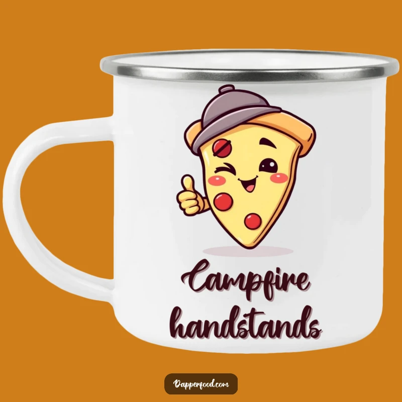 Funny Enamel Pizza Handstand Mug - Adventure & Witty Sips Gift