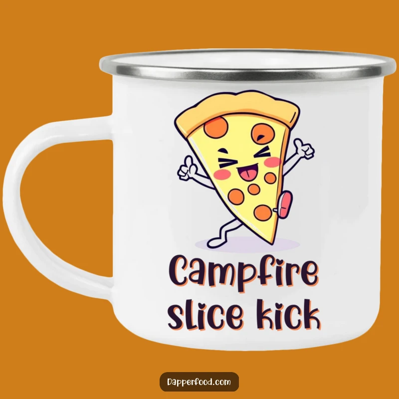 Funny Kawaii Pizza Kick Camping Mug: Adventure with Fighting Spirit, Perfect Funny Gift