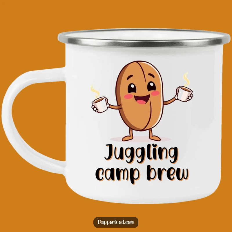 Funny Coffee Bean Juggling Camping Mug: Durable Energetic Character, Great Funny Gift for Outdoors