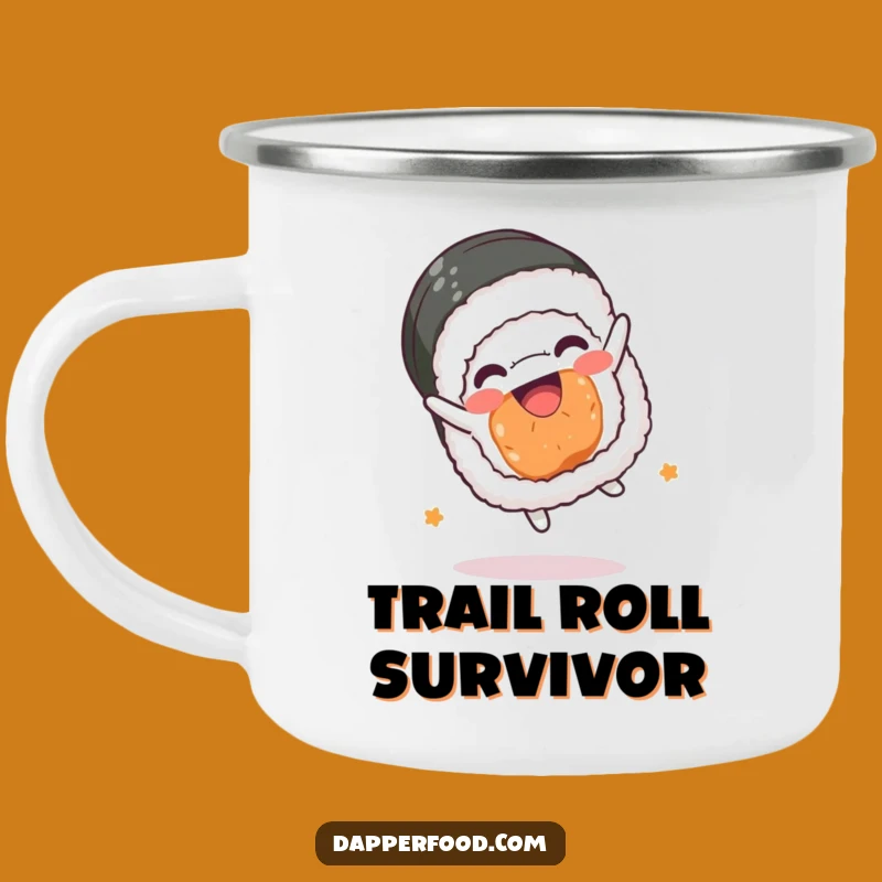 Funny Sushi Roll Somesault Camping Mug: Adventure with Kawaii Cheer