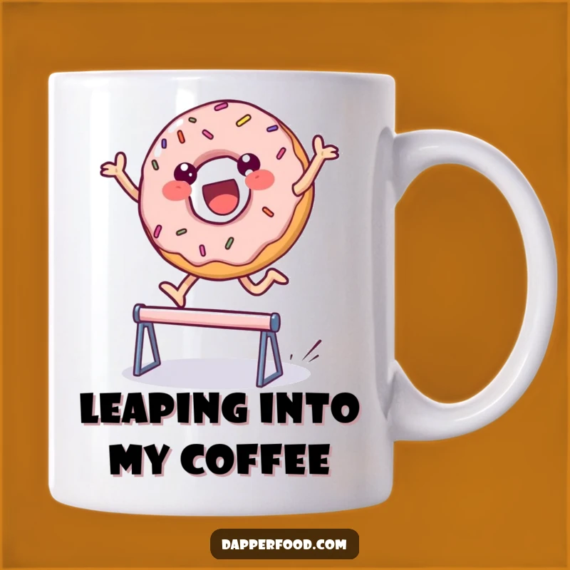 Funny Donut Hurdle Leap Mug - Delightful Sprinkled Treat Gift