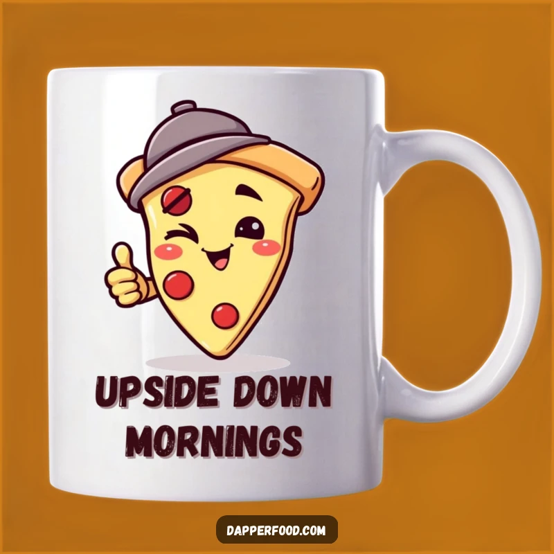 Funny Pizza Handstand Mug - Winking Slice & Hilarious Gift