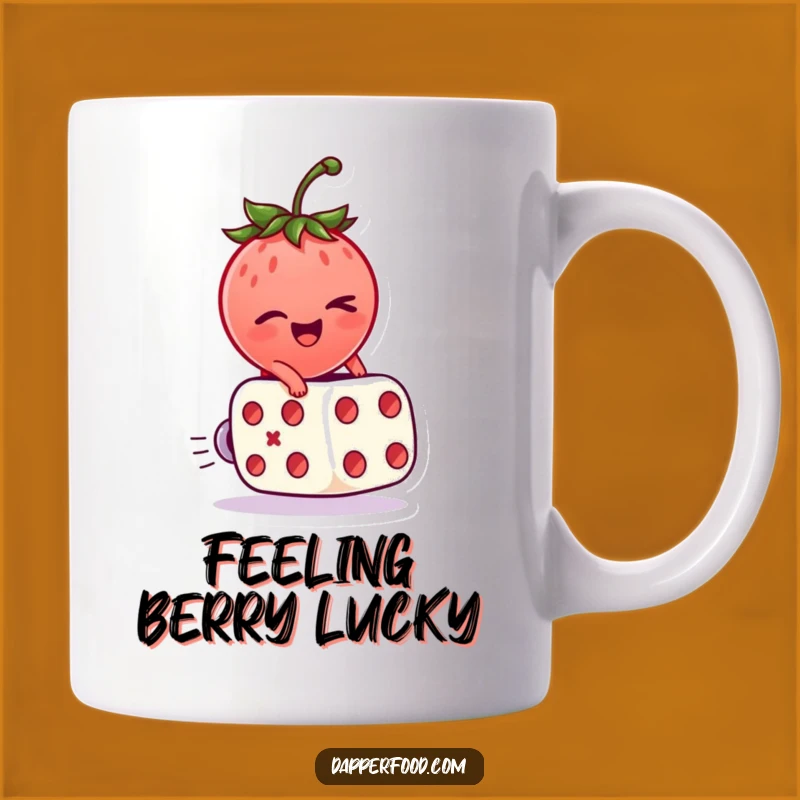 Funny Strawberry Dice Mug: Lucky Charm, Perfect Humorous Gift!