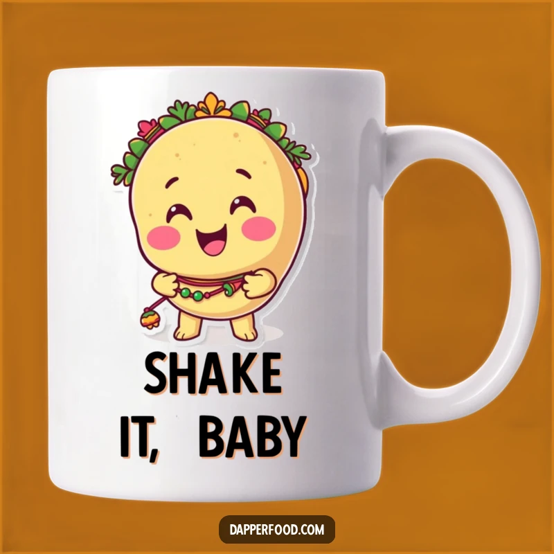 Funny Taco Fiesta Mug: Adorable Taco Character Shaking Maracas, Perfect Humorous Gift!