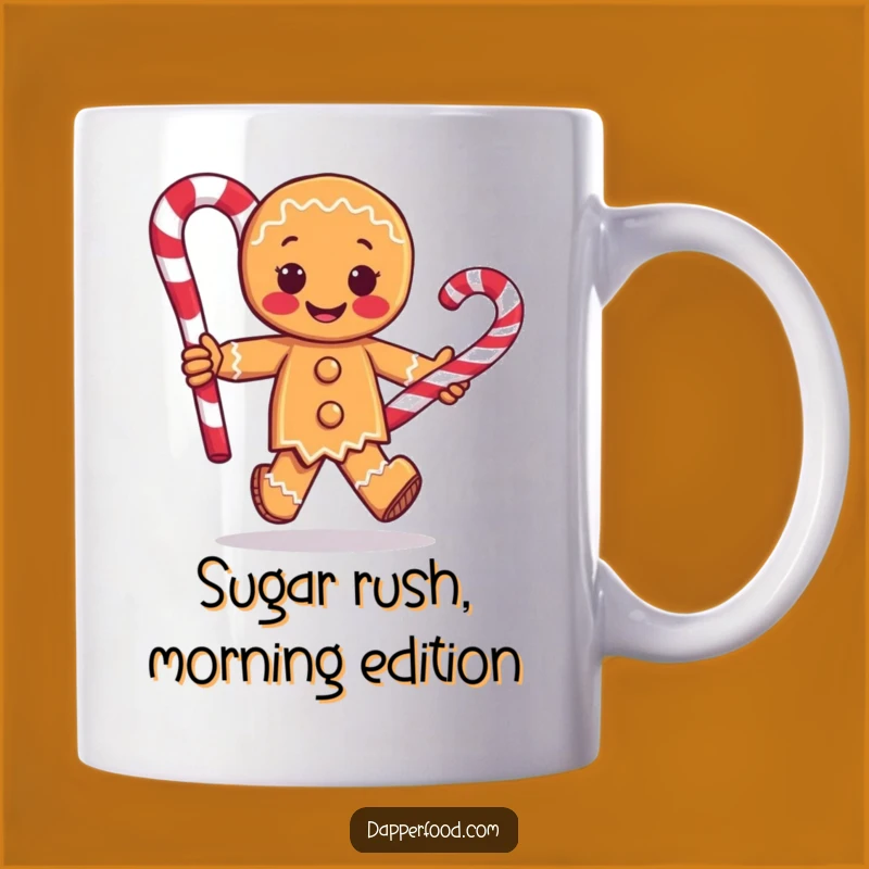 Funny Gingerbread Man Running with Candy Cane Mug - The Perfect Sweet Treat Gift
