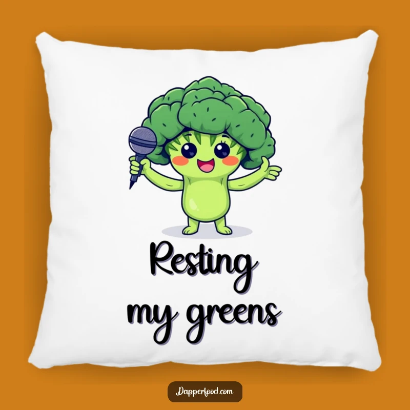 Funny Broccoli Pillow - Veggie Mic Drop Comfort Gift