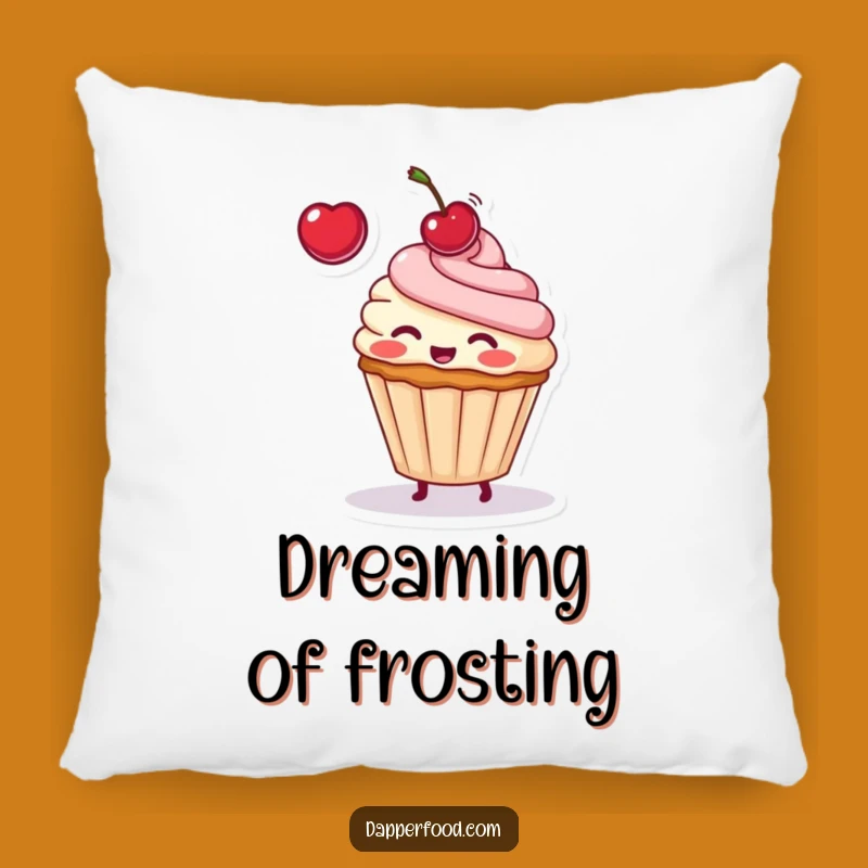 Funny Cupcake Cherry Toss Pillow: Comfy Decor with a Sweet, Playful Vibe