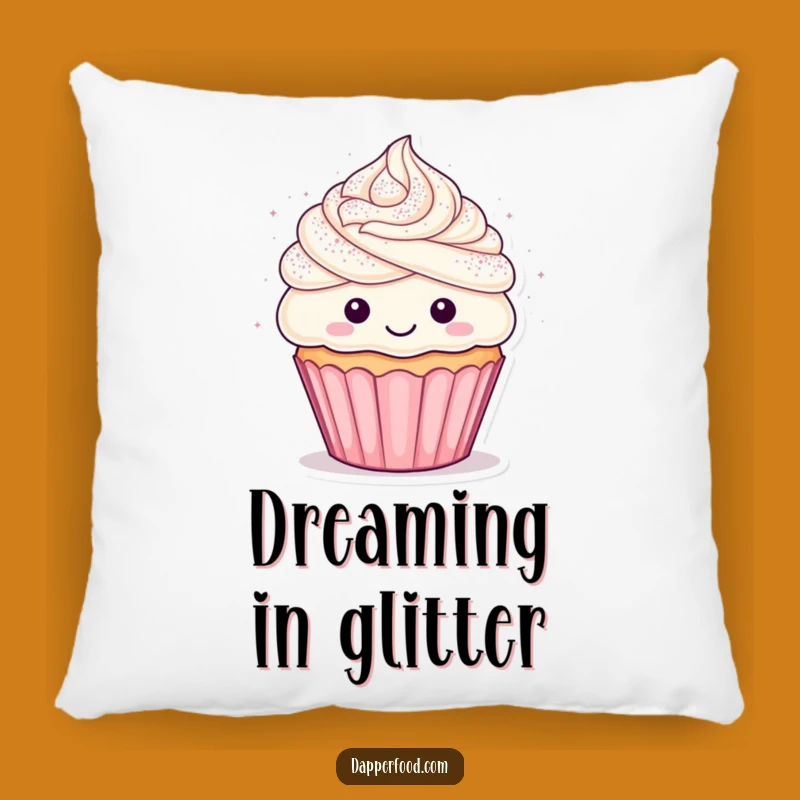 Funny Cupcake Glitter Throw Pillow: Cozy Comfort with a Sparkly Laugh