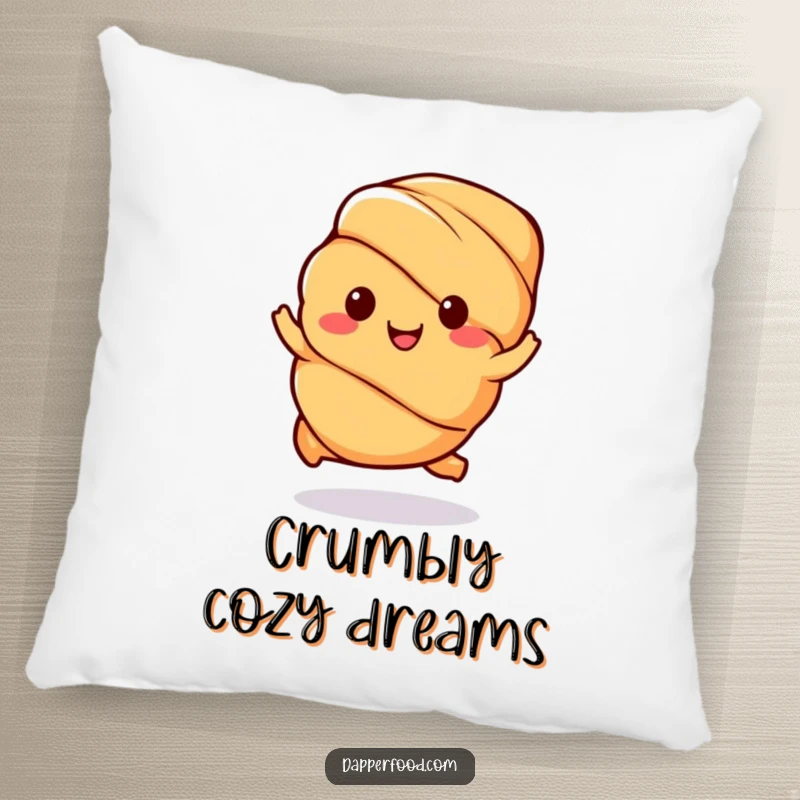 Funny Kawaii Croissant Pillow: A soft cushion featuring a pastry character happily hopping, a sweet and funny gift.