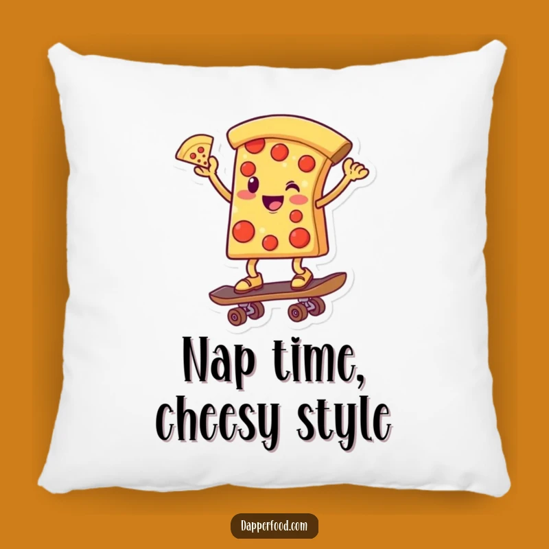Funny Pizza Skateboarder Pillow: Comfy & Quirky Decor for a Laugh