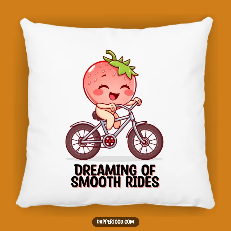Funny Strawberry Bicycle Pillow: Soft and Hilarious Home Accent for Fruit Fans