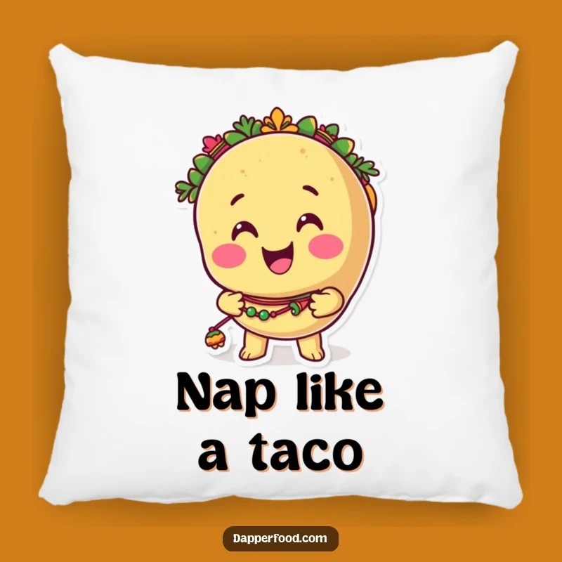 Funny Taco Character Pillow: Cozy Taco Shaking Maracas, Adorable Humorous Comfort Gift!