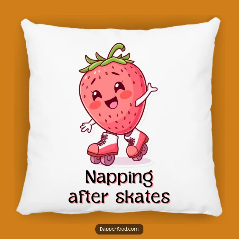 Funny Strawberry Roller Skater Pillow - Cozy Comfort with Hilarious Flair