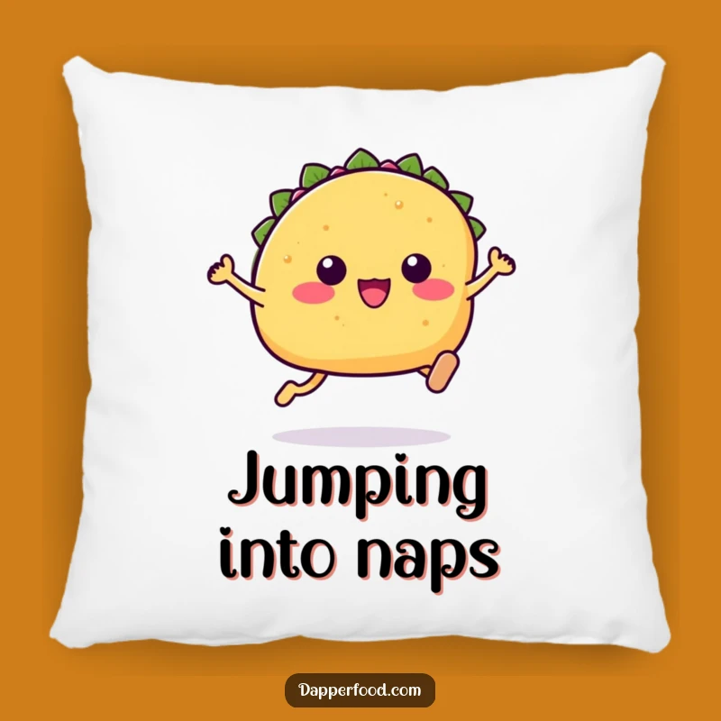 Soft Funny Kawaii Taco Pillow: Cozy Leaping Taco Character Accent