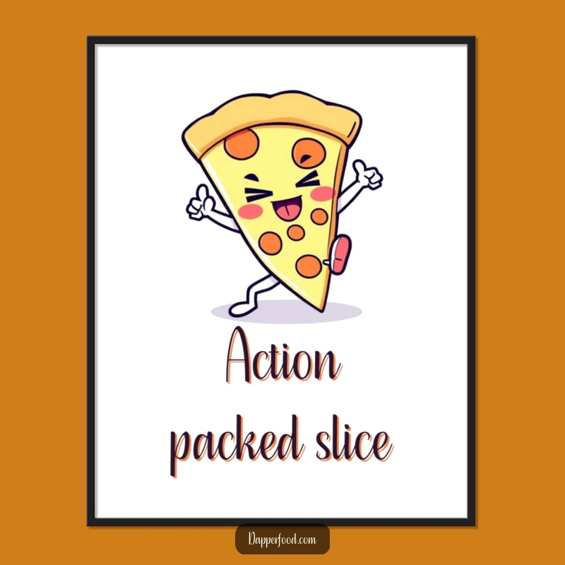 Funny Kawaii Pizza Kick Digital Art: Instant Fighting Decor, Perfect Funny Gift
