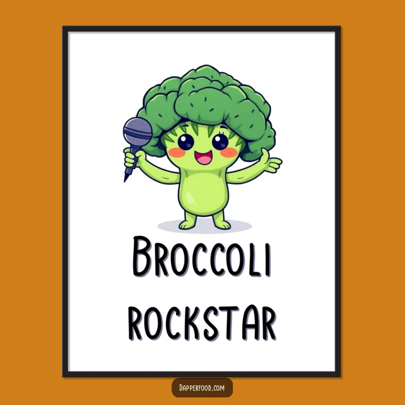 Funny Broccoli Digital Art - Veggie Mic Drop Print Gift