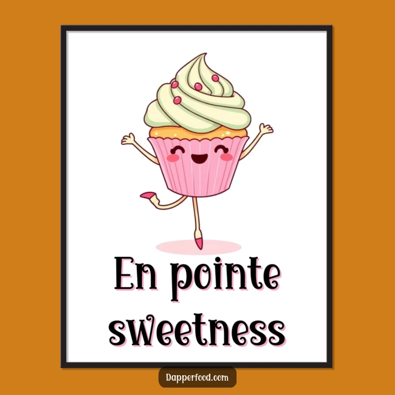 Funny Cupcake Pirouette Digital Art - Whimsical Ballet Print, Gift