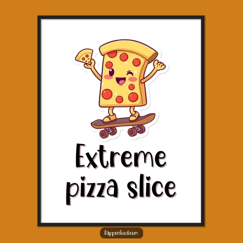 Funny Pizza Skateboarder Digital Art: Hilarious Print for Foodie & Skate Fanatic