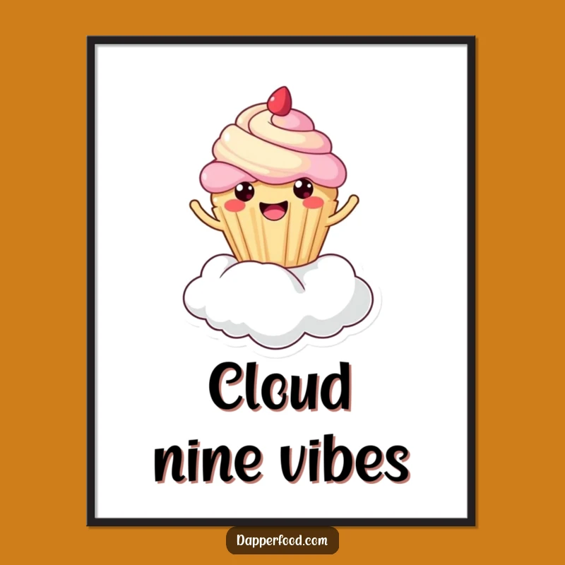 Funny Cupcake Cloud Bounce Digital Art: Instant Kawaii Sweetness for Your Space