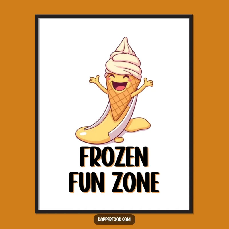 Funny Ice Cream Sliding Digital Art - Whimsical Dessert Print, Gift