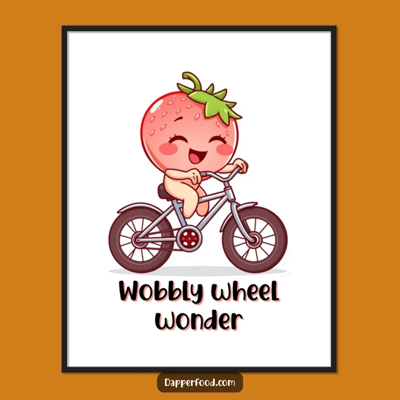 Funny Strawberry Bicycle Digital Art: Instant Hilarious Fruit Decor Download