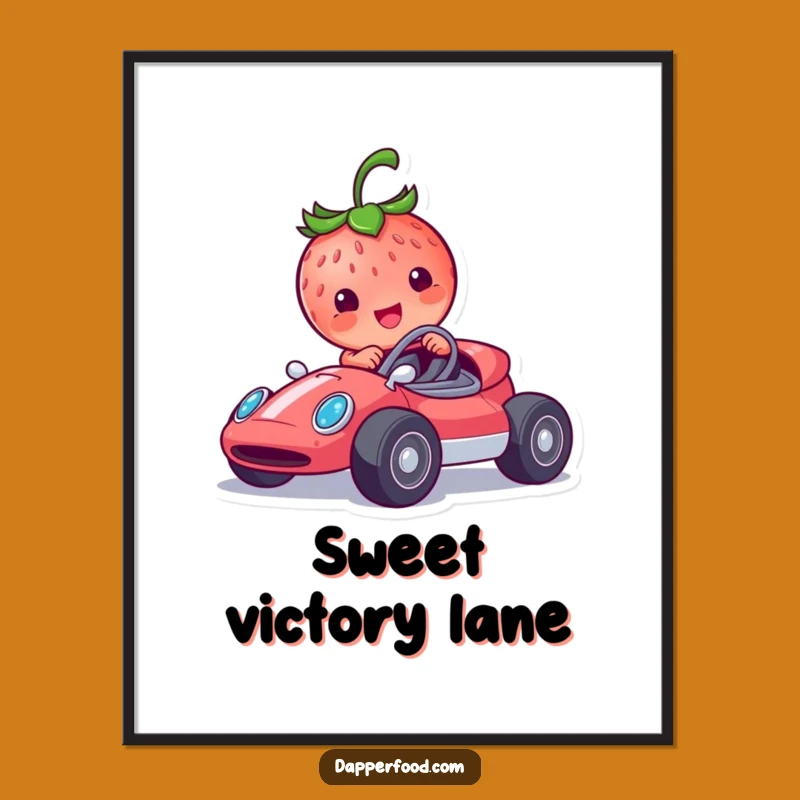Funny Strawberry Racer Digital Art: Instant Speed & Whimsical Humor