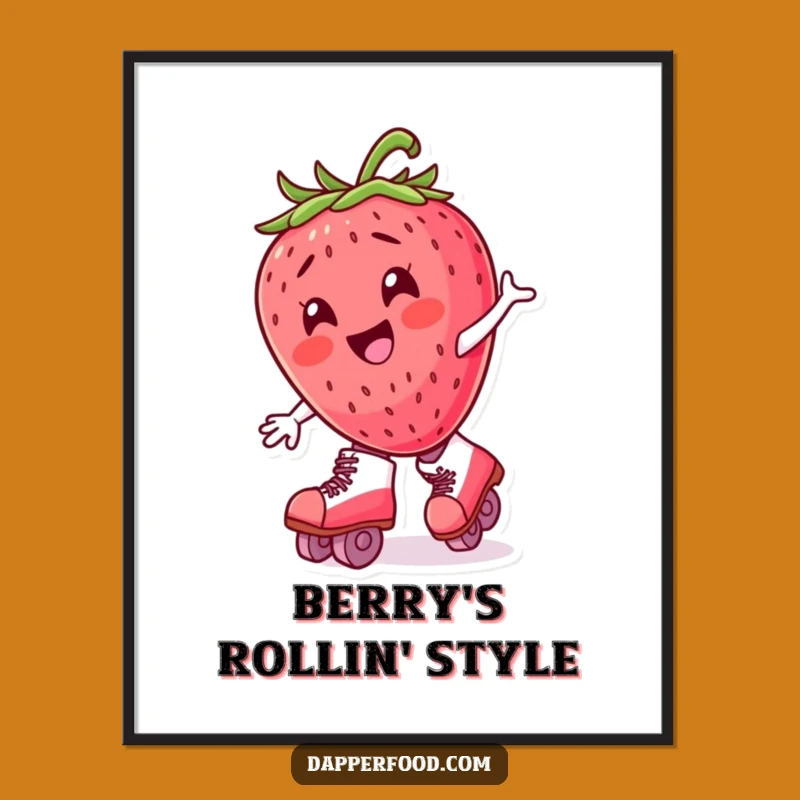 Funny Strawberry Roller Skater Digital Art - Hilarious Printable for Instant Joy