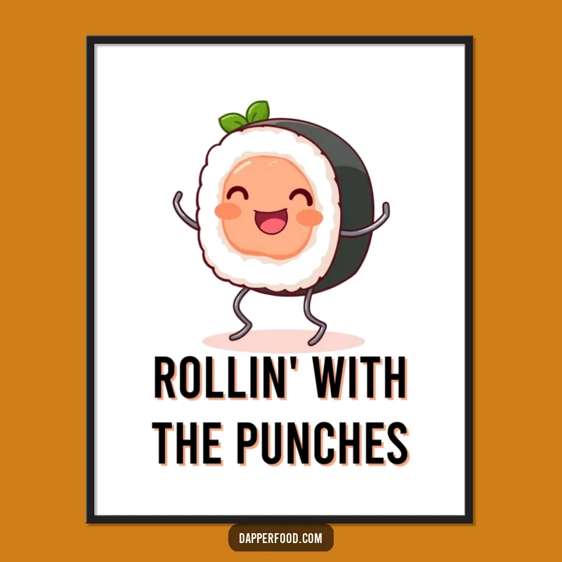 Funny Sushi Roll Bouncing Digital Art - Instant Cute Decor Funny Gift