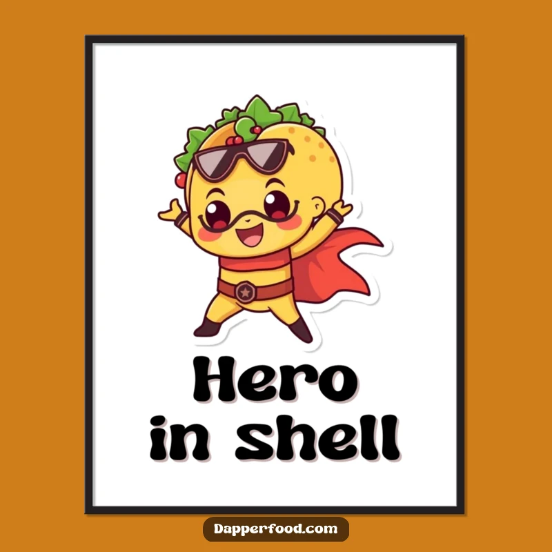 Funny Taco Superhero Digital Art: Instant Heroic Download for Fun Decor