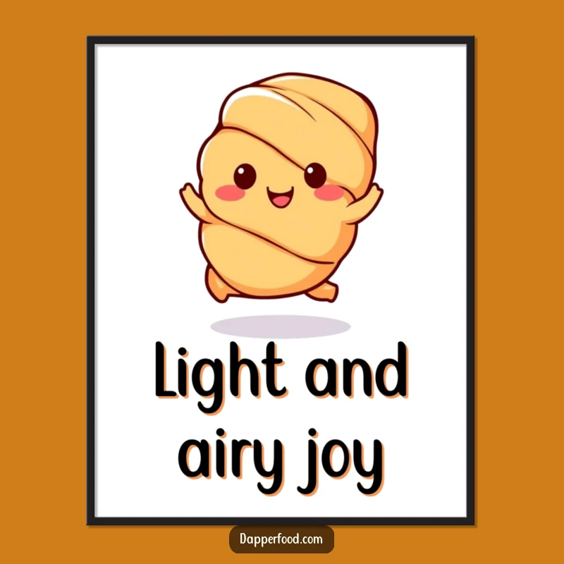 Funny Kawaii Croissant Digital Art: Instant Cheerful Decor, Perfect Funny Gift