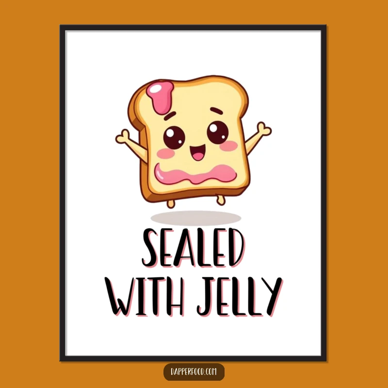 Funny Toast Leaping for Jelly Digital Art - Whimsical Breakfast Print, Gift