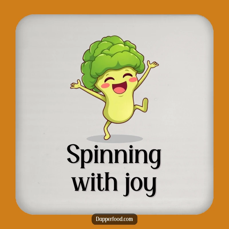 Funny Broccoli Cartwheel Drink Coaster Protect Surfaces with Hilarious Veggie Style