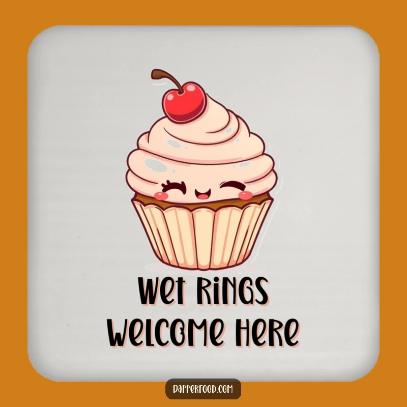 Funny Cheeky Cupcake Coaster: Winking Cherry Protection, A Tiny Funny Gift!