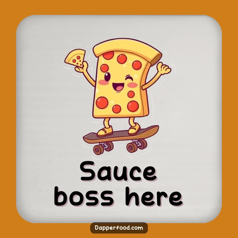 Funny Pizza Skateboarder Coaster: Protect Surfaces with Pizza-Themed Fun