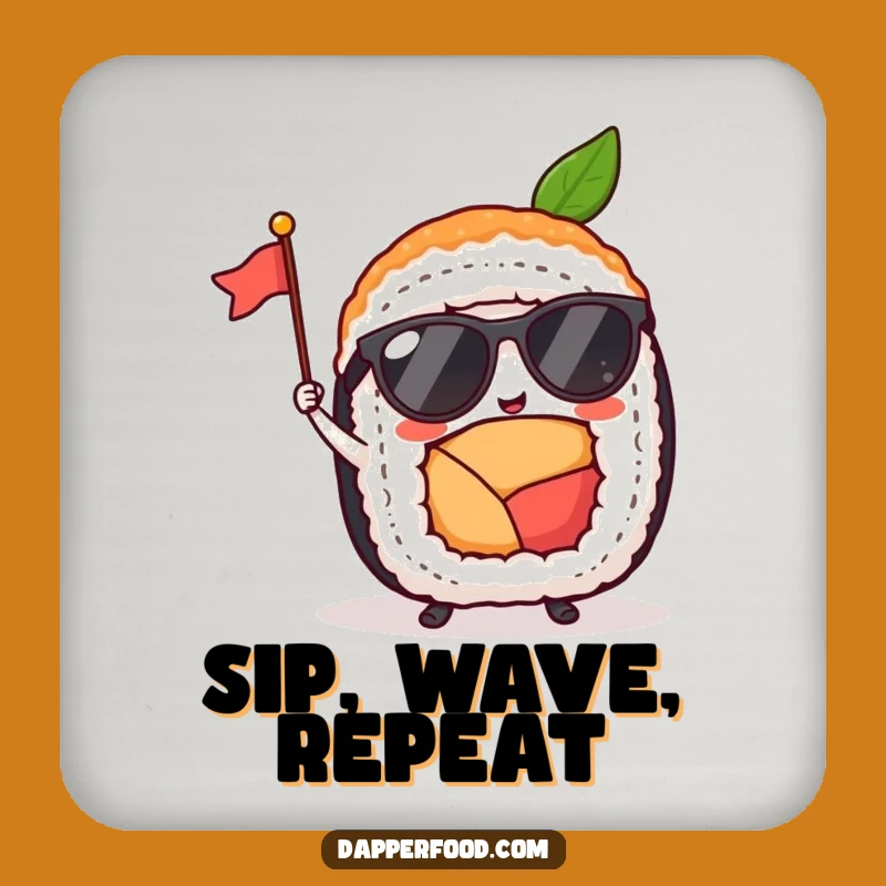 Funny Sushi Roll Sunglasses Flag Drink Coasters: Protect Surfaces with Humor