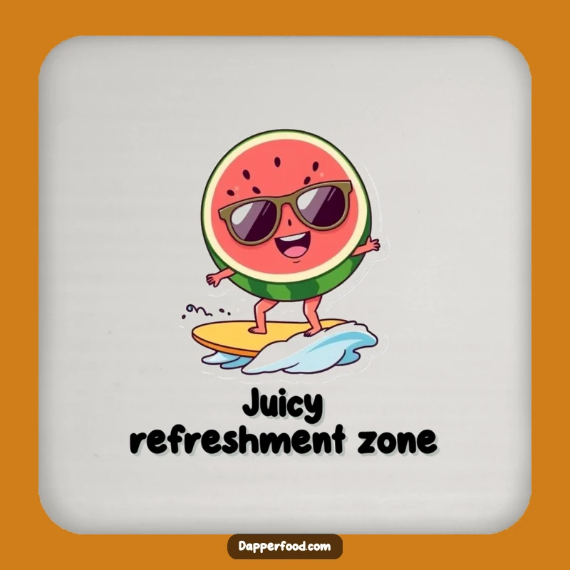 Funny Watermelon Surfer Coaster - Protect Surfaces with Tropical Style Gift