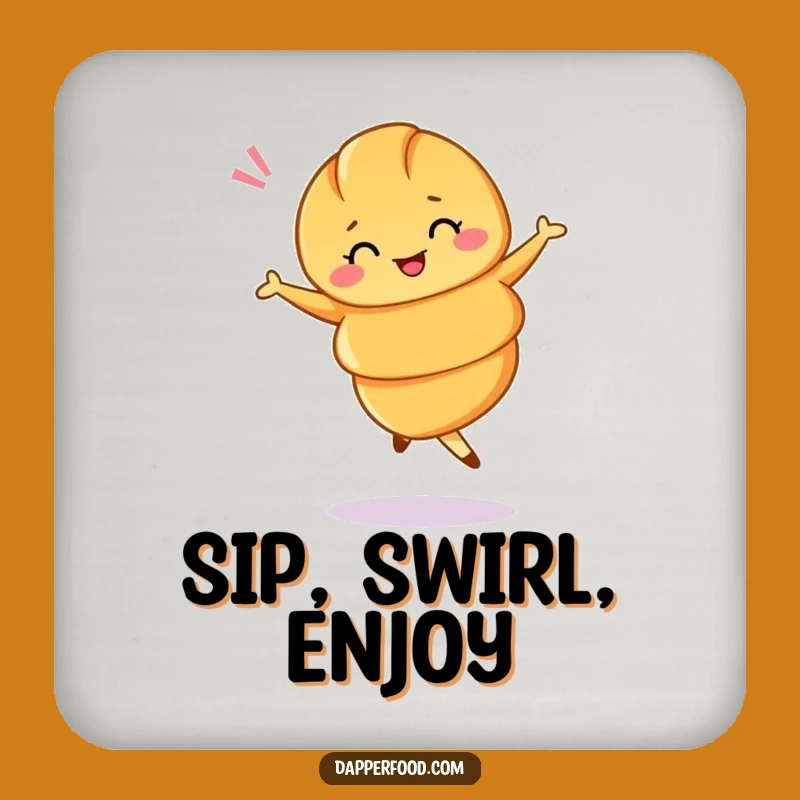 Funny Croissant Ballet Twirl Coaster - Protect Surfaces with Pastry Chic