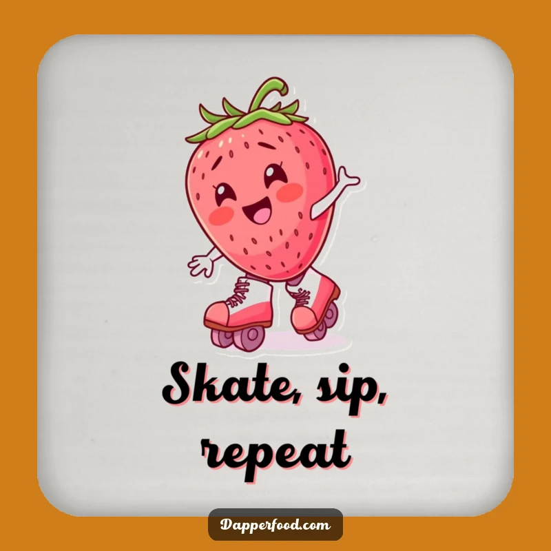 Funny Strawberry Roller Skater Drink Coaster - Hilarious Protection for Surfaces