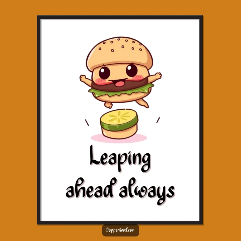 Funny Burger Leap Poster - Motivate Your Walls with Delicious Art