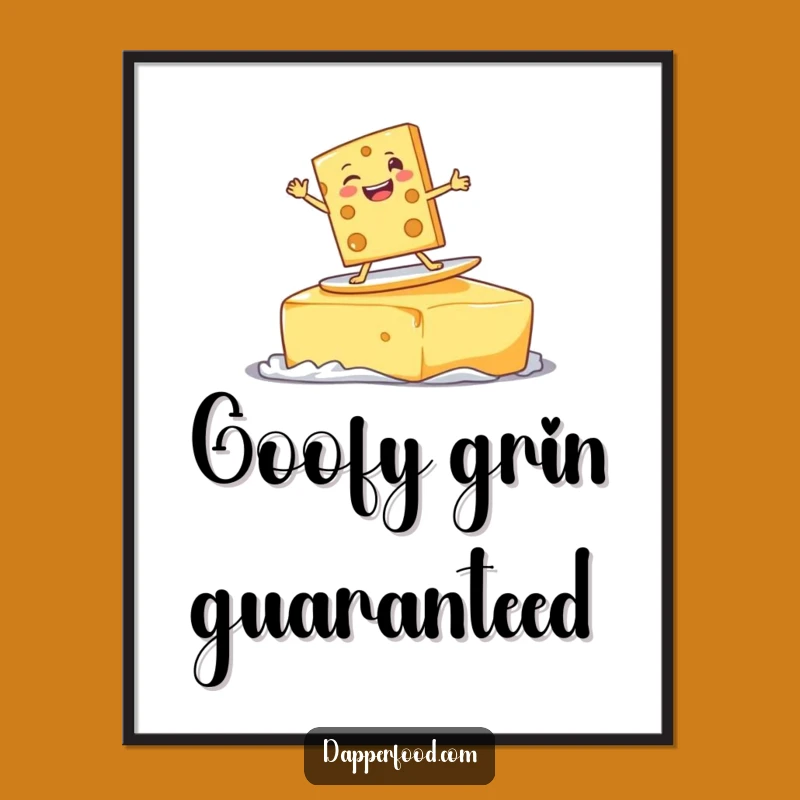 Funny Cheese Surf Poster: Hilarious Dairy Art for Your Kitchen