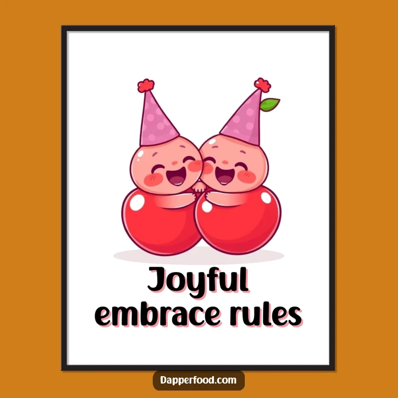 Funny Cherry Hug Poster: Sweet Fruit Art for Your Walls