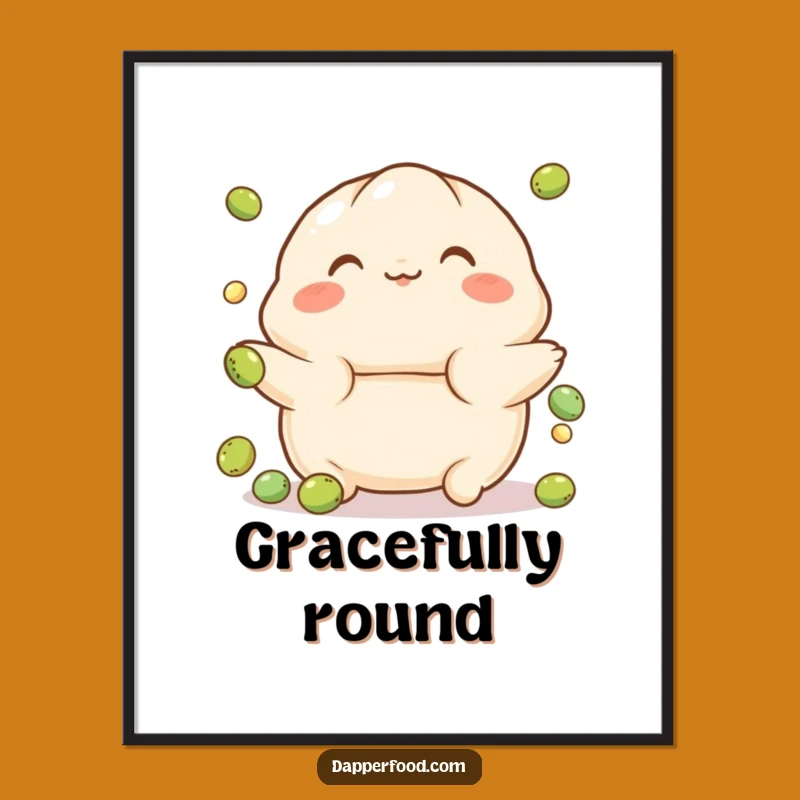 Funny Dumpling Balance Poster - Cute Character Art for Playful Decor