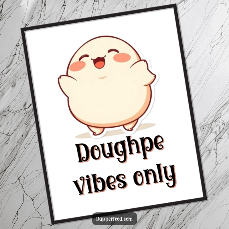 Funny Dumpling Bob Poster featuring a plump, giggling dumpling character bobbing up and down, bringing animated fun to decor.