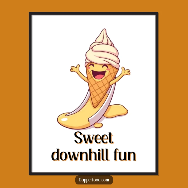 Funny Ice Cream Sliding Poster - Whimsical Dessert Wall Art, Gift