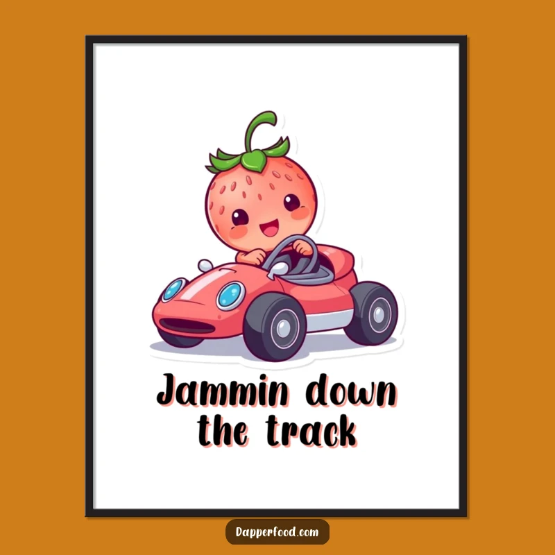 Funny Strawberry Racer Art Poster: Decorate with Speed & Whimsy