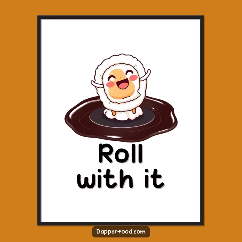 Funny Sushi Cartwheel Poster: Vibrant & Hilarious Wall Art for Kitchens